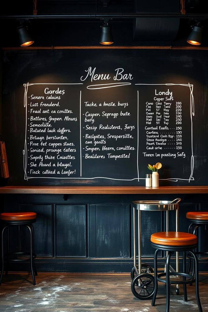 Chalkboard Menu Bar - 30 Home Bar Ideas On A Budget