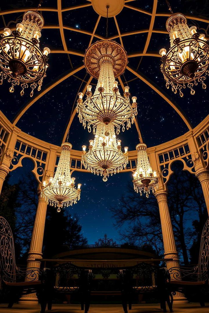 Chandeliers Under the Stars - 30 Gazebo Lighting Ideas