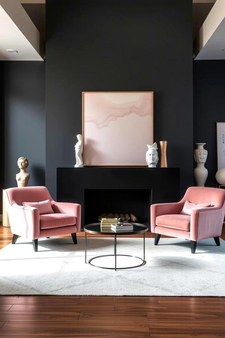 Charcoal and Blush Pink - 21 Two Colour Combination for Living Room