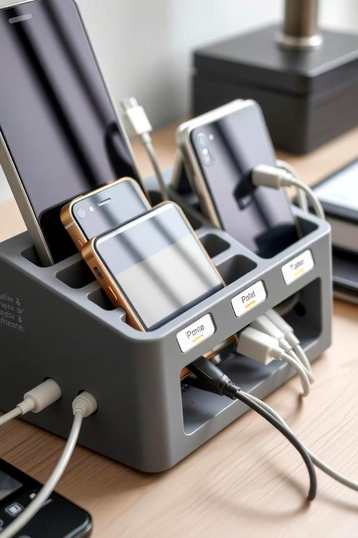 Charging Stations Integrated Organizers - 21 Desk Organization Ideas