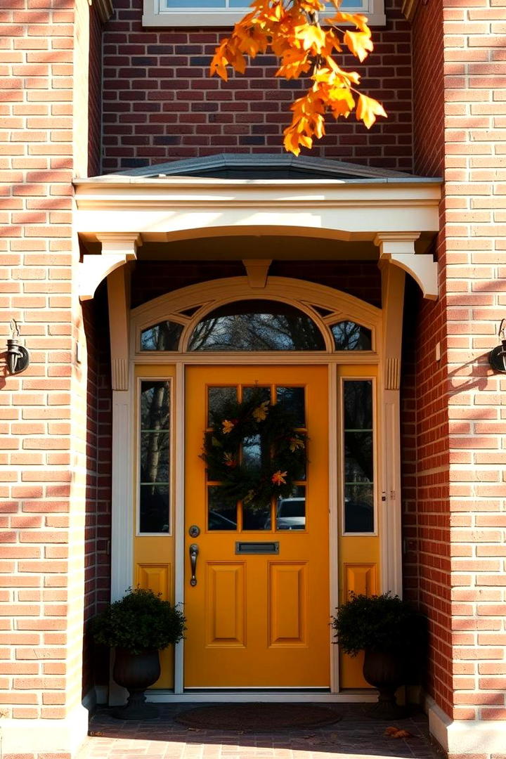 Charming Brick Brown with Warm Mustard Paint - 30 Exterior Brick and Paint Color Combinations