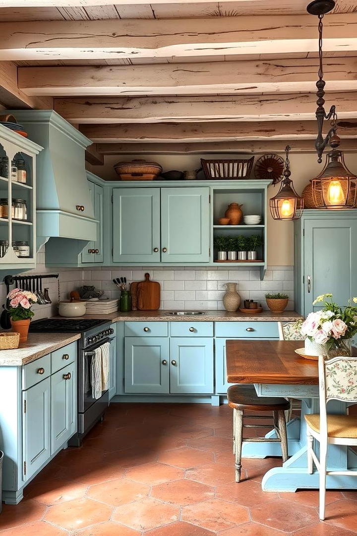 Charming Cottage Appeal - 21 blue farmhouse kitchen cabinets