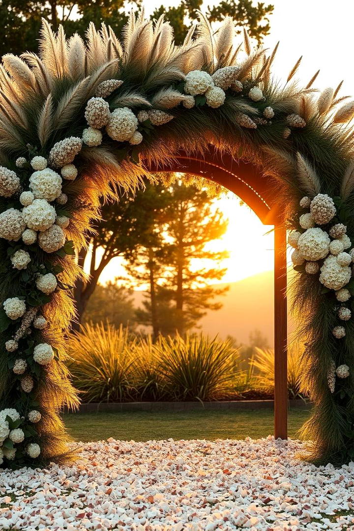 Charming Pampas Ceremony Arches - 30 Pampas Grass Wedding Decor Ideas