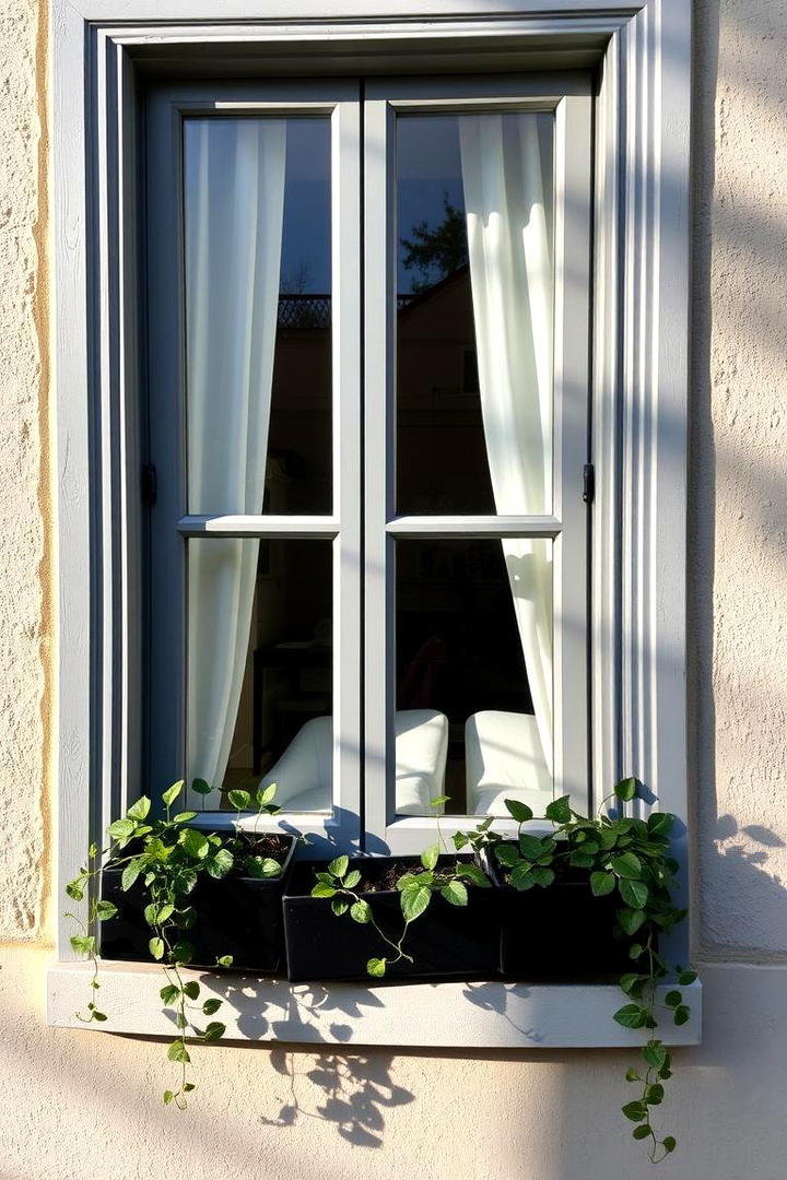 Charming Window Display - 30 Grey House With Black Trim