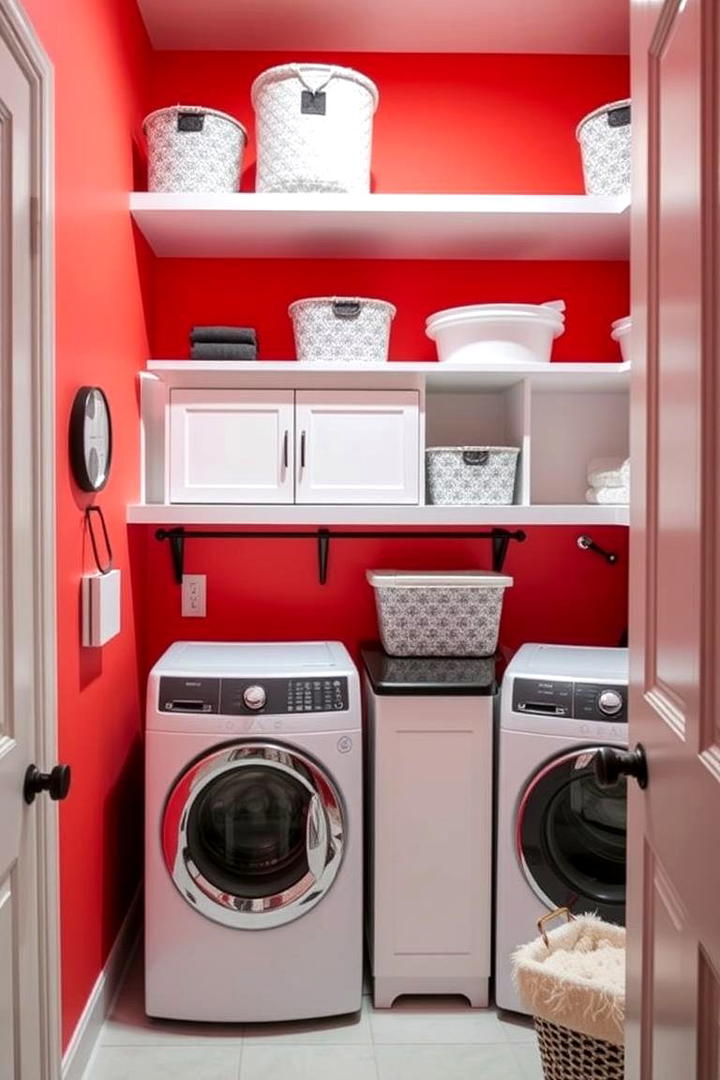 Cheerful Coral Burst - 30 Laundry Room Paint Ideas