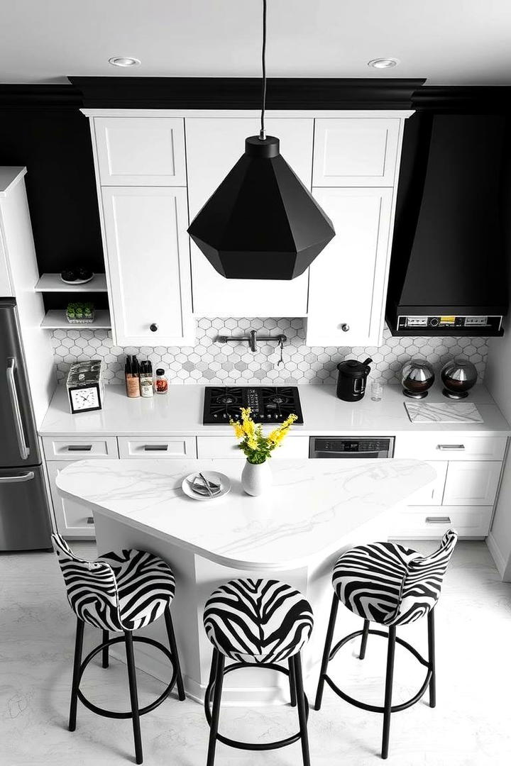 Chic Black and White Breakfast Bar - 30 Breakfast Bar Ideas