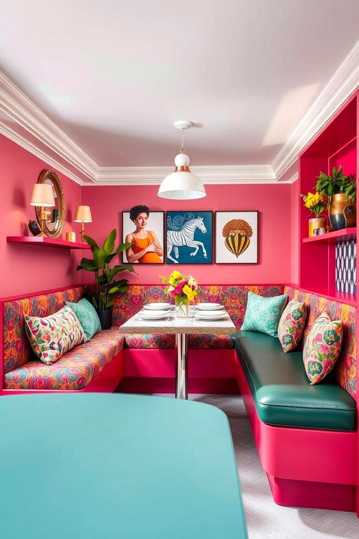 Chic Colorful Banquette - 21 Banquette Seating Ideas