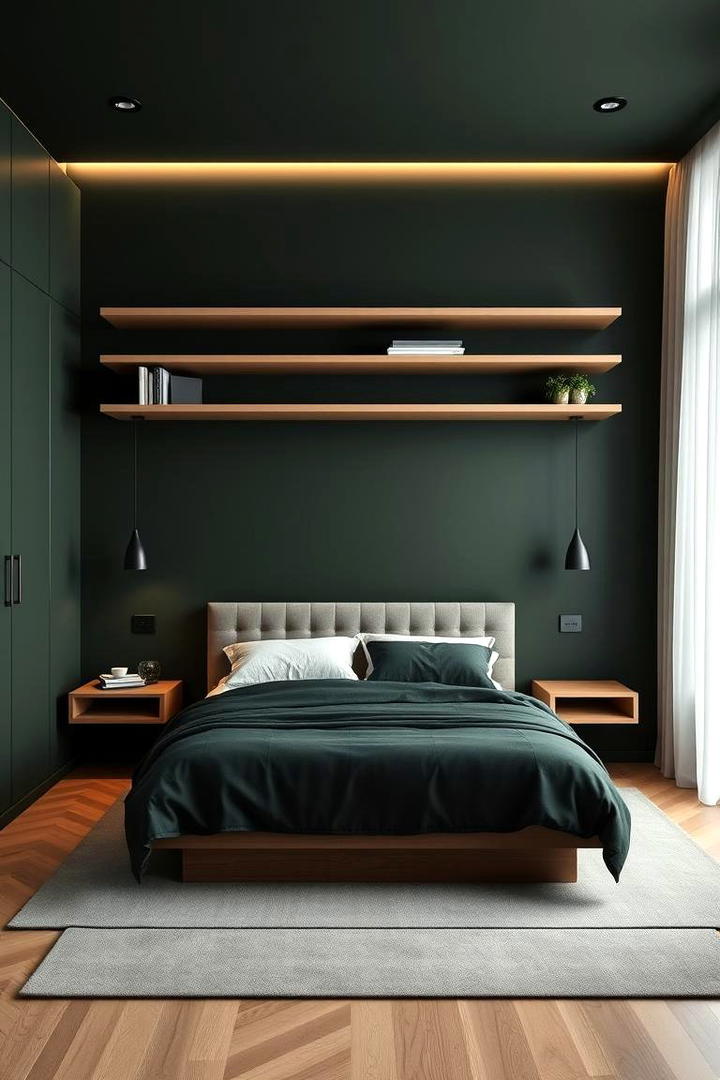 Chic Dark Green Minimalism - 21 Dark Green Bedroom Ideas