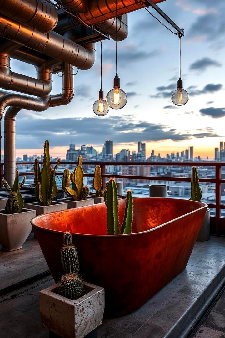 Chic Industrial Bathtub - 30 Outdoor Bathtub Ideas