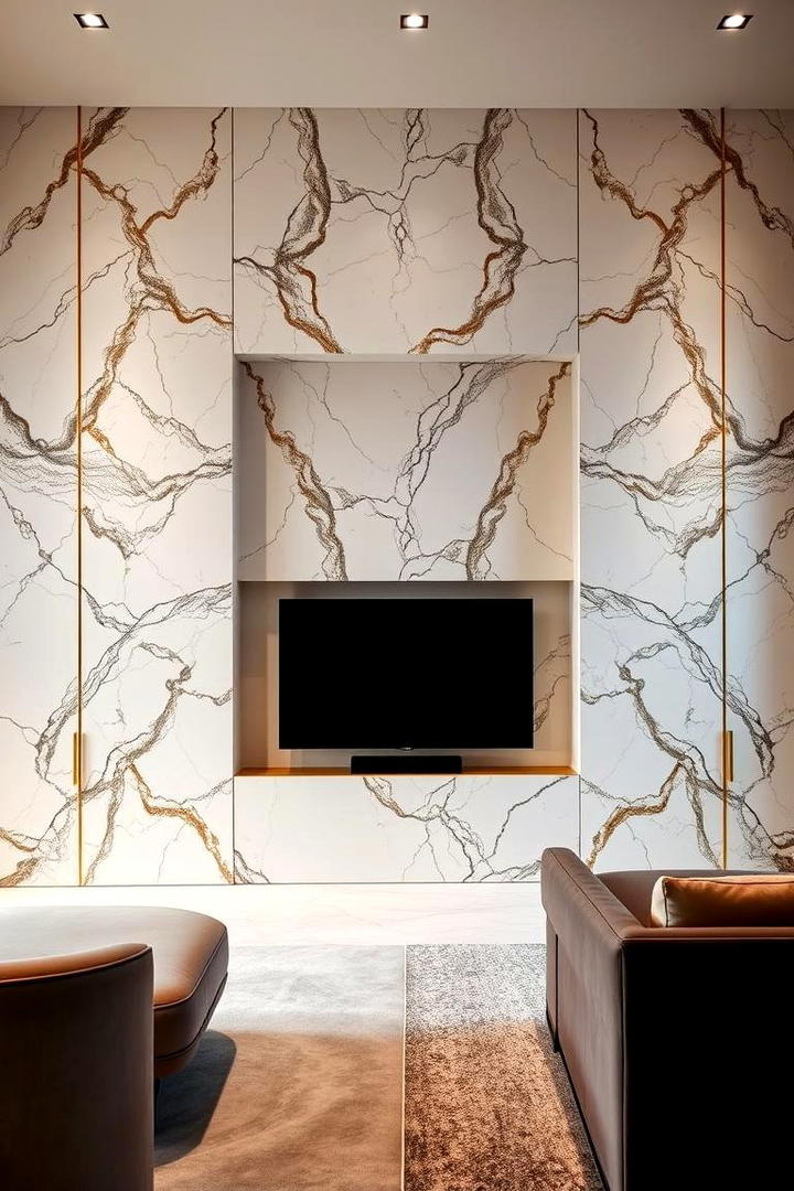 Chic Marble TV Wall - 21 Tv Wall Ideas