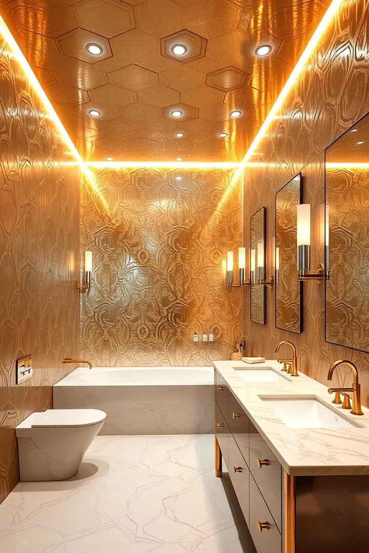 Chic Metallic Finishes - 21 Bathroom Wallpaper Ideas