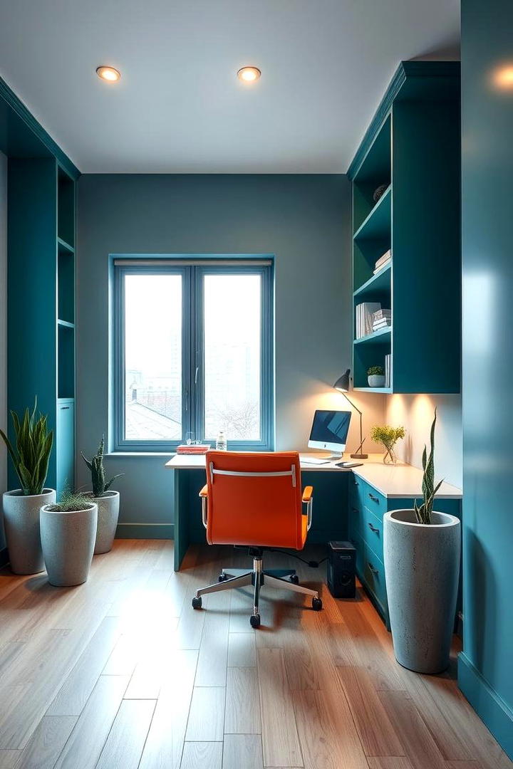 Chic Teal and Orange Office Design - 30 Teal and Orange Color Scheme for Your Rooms