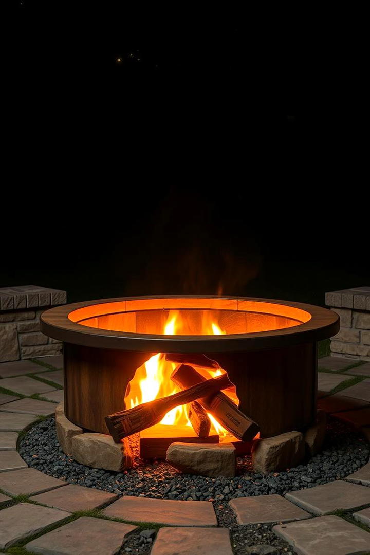 Circular Hearth Fire Pit with Rustic Detailing - 30 Rustic Fire Pit Ideas