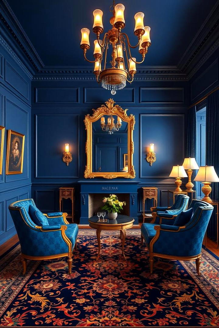 Classic Blue Hues with Gold Elegance - 30 Blue and Gold Living Room Ideas