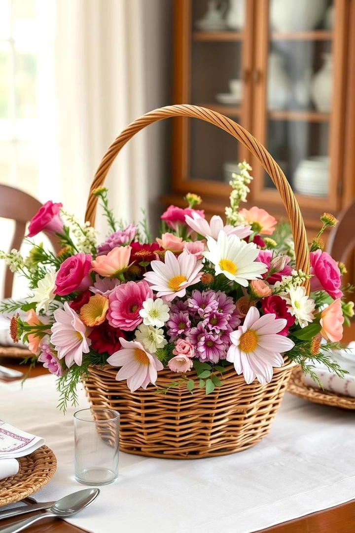 Classic Floral Basket - 21 Dining Table Centerpiece Ideas