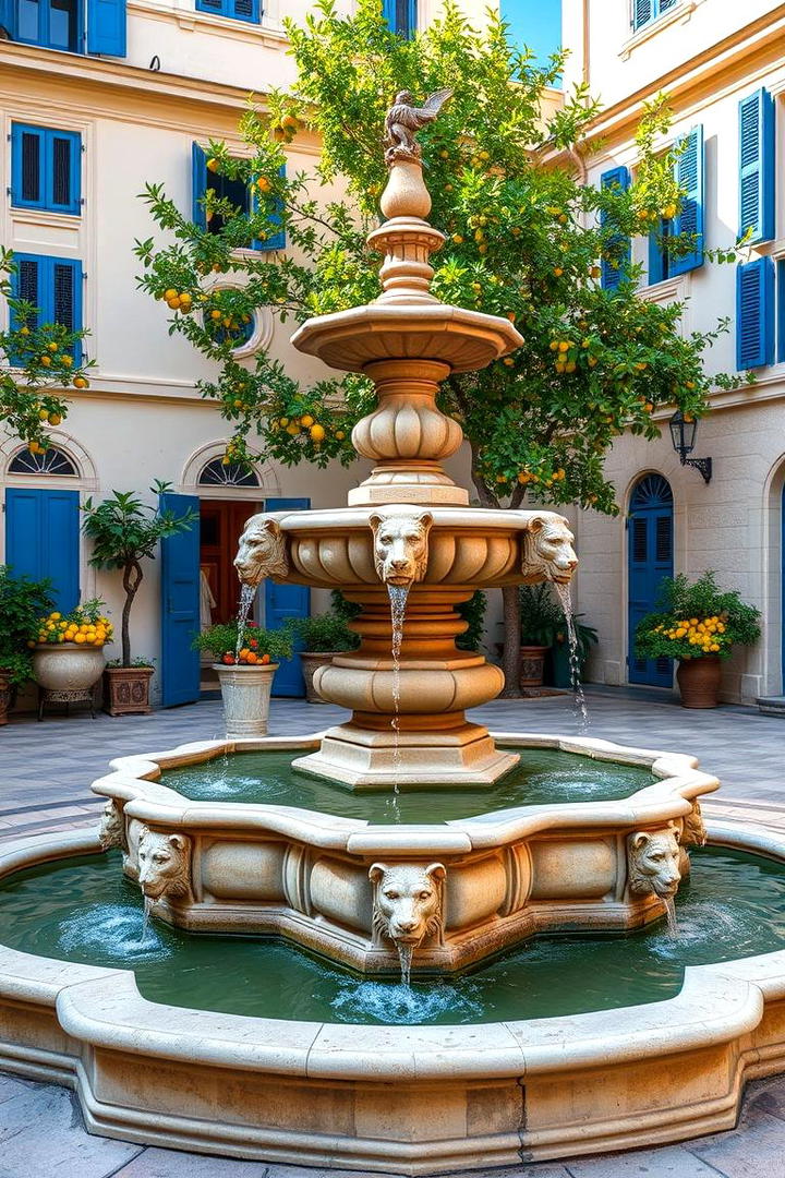 Classic Mediterranean Fountain - 30 Greek Garden Ideas