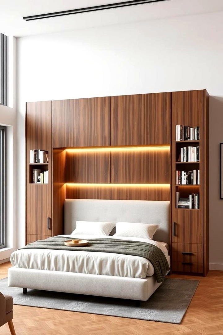 Classic Murphy Bed with Built In Bookshelves - 21 Murphy Bed Ideas