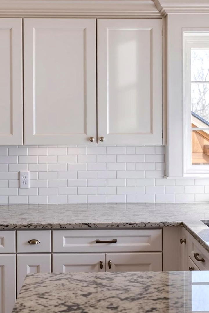 Classic Subway Tile Elegance - 21 Backsplash Ideas for White Cabinets and Granite Countertops