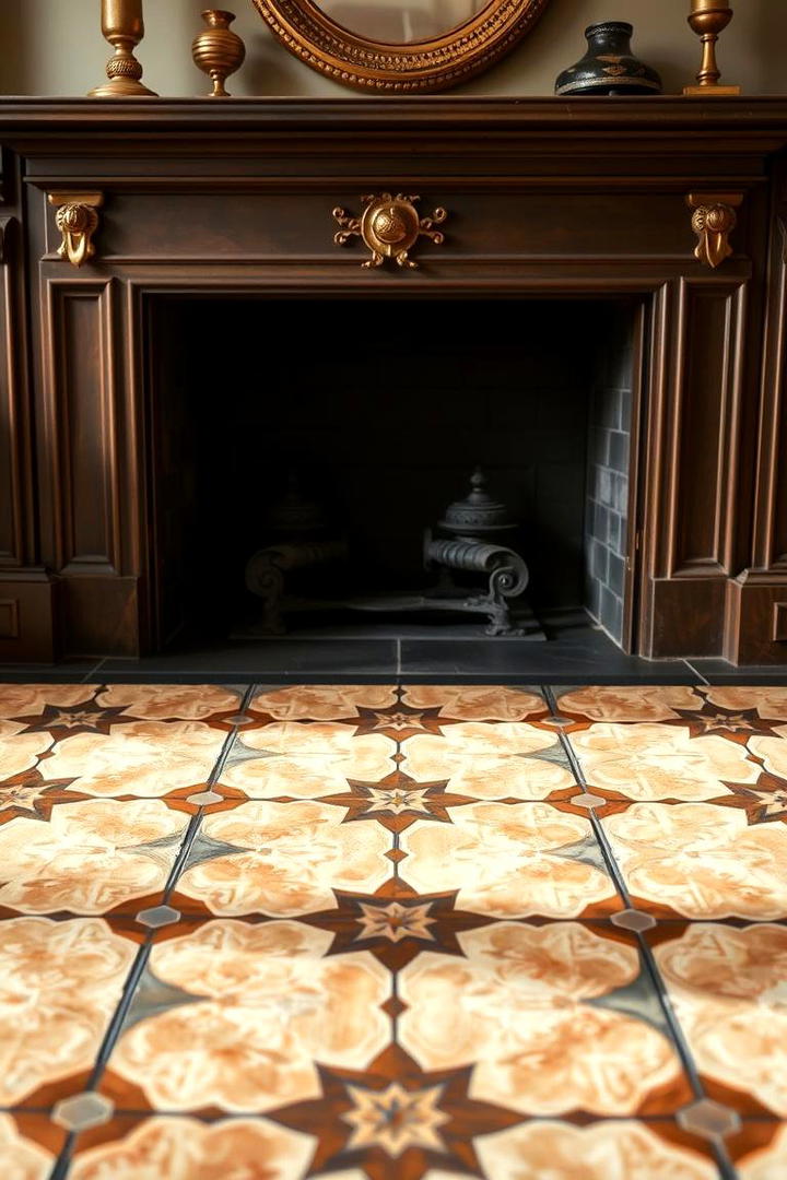 Classic Tile Hearth Pattern - 30 Fireplace Hearth Ideas