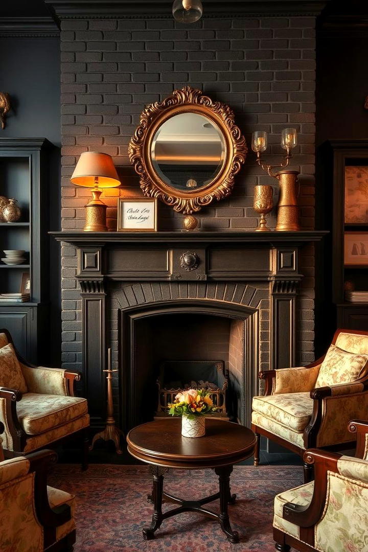 Classic Vintage Black Brick Fireplace - 30 Black Brick Fireplace Ideas