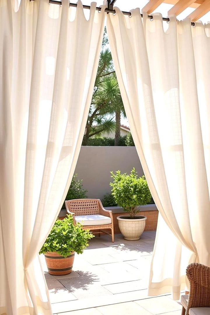 Classic White Linen Curtains - 30 Patio Curtain Ideas