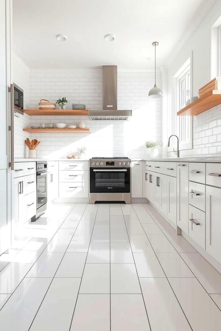 Classic White Subway Tiles - 21 Kitchen Floor Tile Ideas