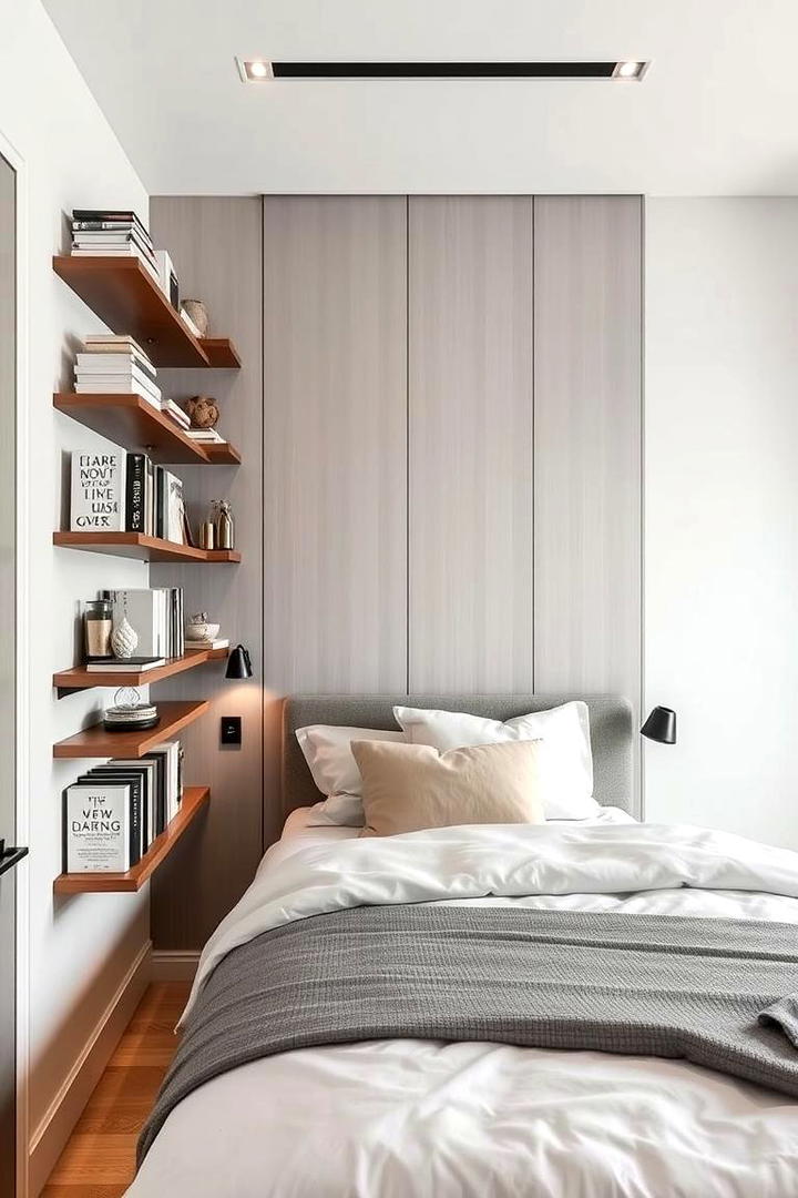 Clever Wall Mounted Shelves - 30 Small Guest Bedroom Ideas