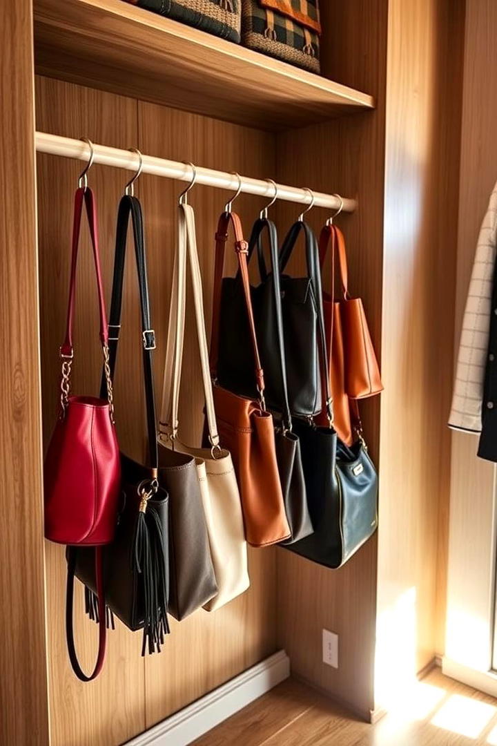 Closet Rod with Hooks - 17 Purse Storage Ideas