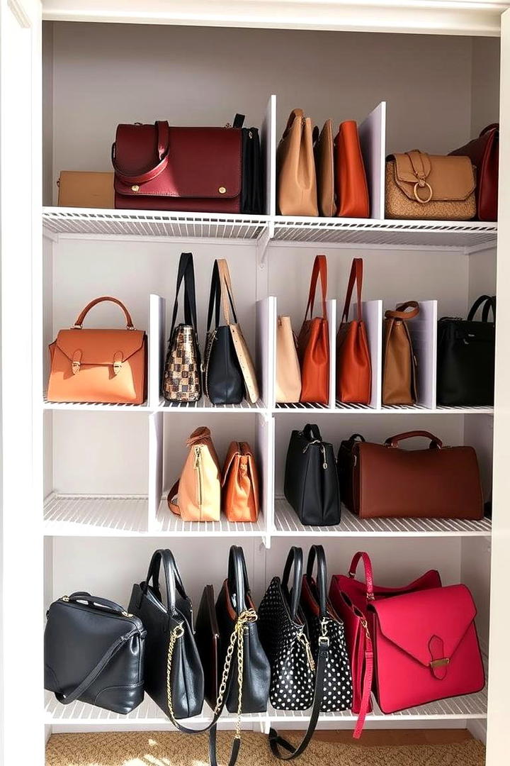 Closet Shelving with Dividers - 17 Purse Storage Ideas