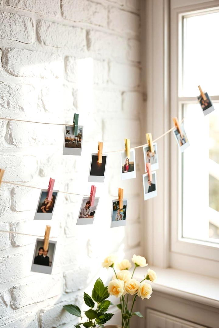 Clothespin String Display - 30 Photo Display Ideas