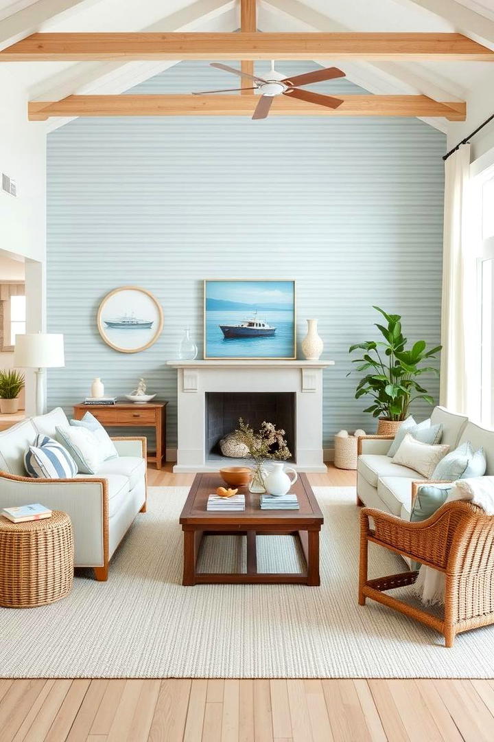 Coastal Blues - 21 Living Room Wallpaper Ideas