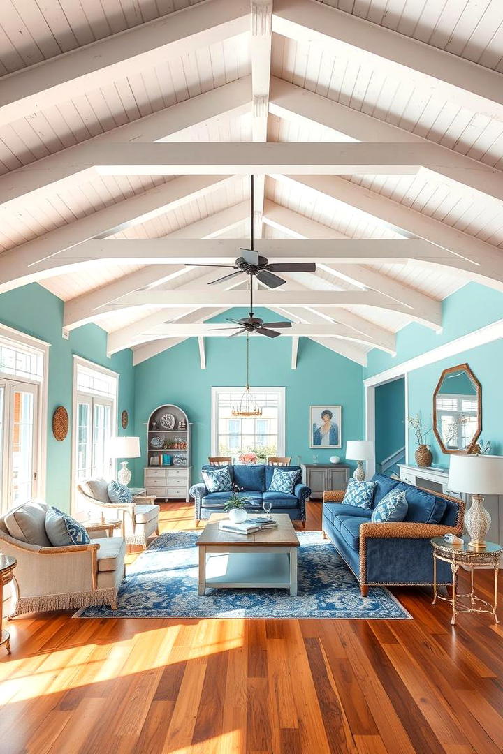 Coastal Breeze Aesthetic - 30 Vaulted Ceiling With Beams