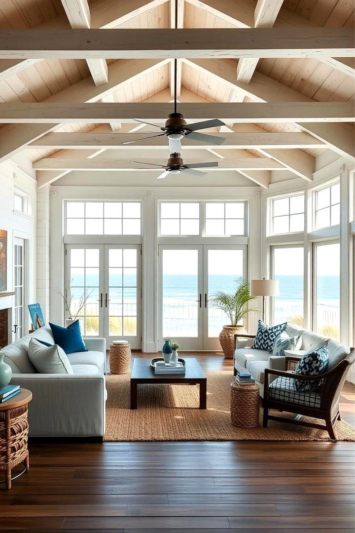 Coastal Inspiration - 30 Exposed Beam Living Room Ideas