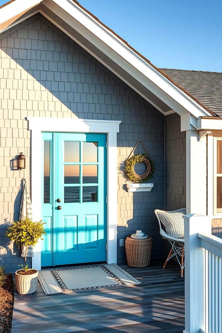 Coastal Inspired Retreat - 30 Grey House With Blue Door Ideas