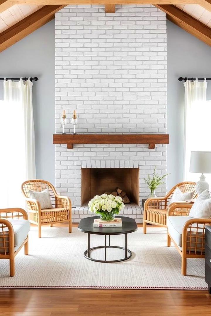 Coastal Serenity Accent - 21 Painted Brick Fireplace Ideas