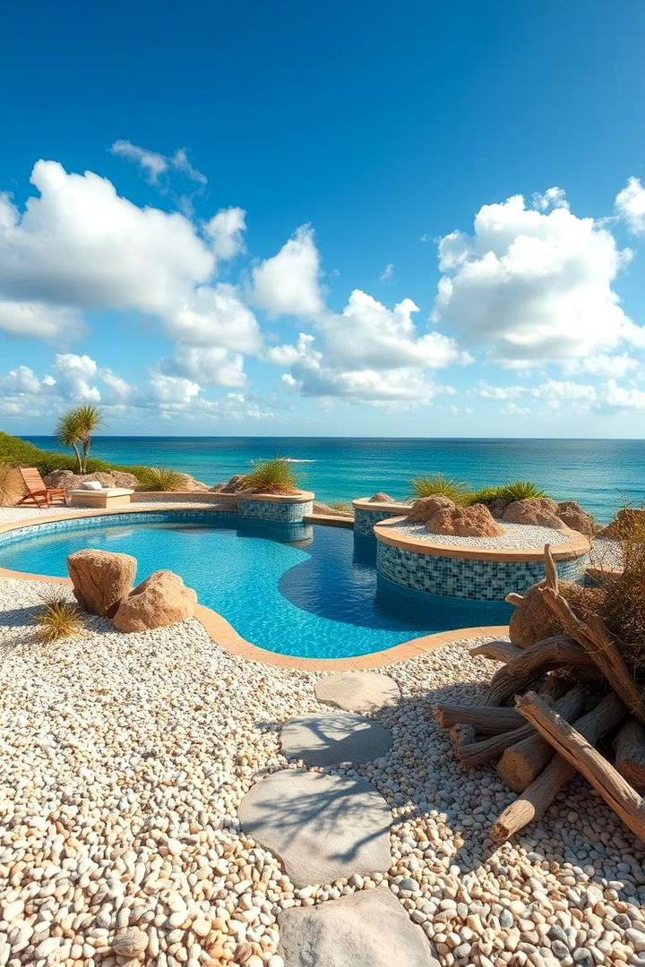 Coastal Vibe with Sand and Sea Elements - 30 Pool Landscaping Ideas