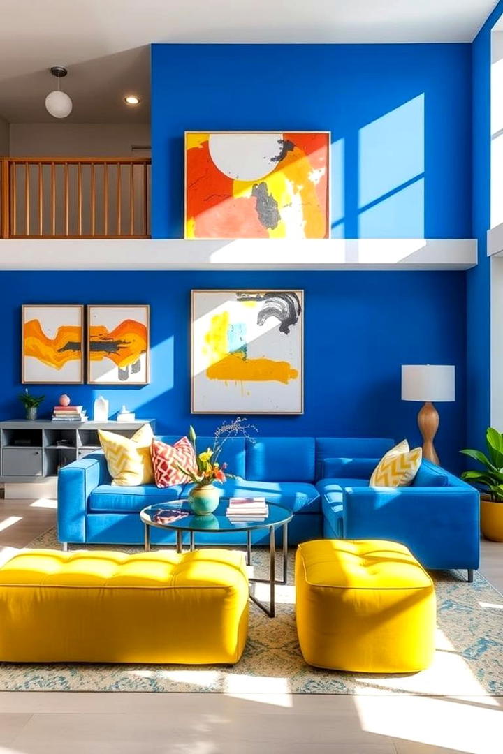 Cobalt Blue and Sunlit Yellow - 21 Two Colour Combination for Living Room