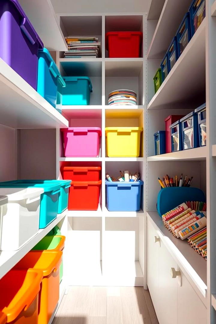 Color Coded Storage Bins - 30 Small Craft Room Ideas