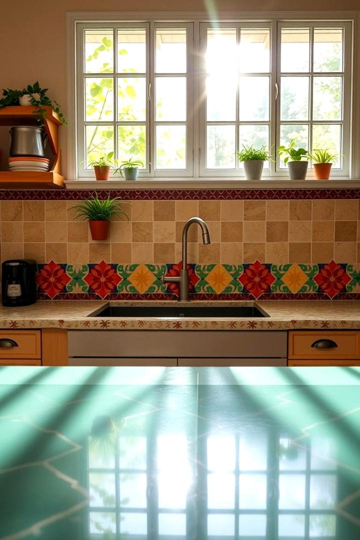 Colorful Ceramic Tiles - 21 Kitchen Island Back Panel Ideas