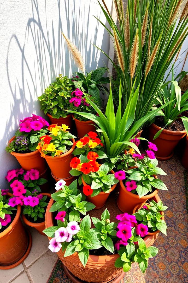 Colorful Container Spiral - 30 Spiral Garden Design Ideas