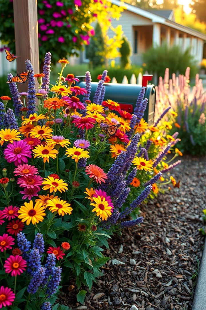 Colorful Flower Garden - 30 Mailbox Landscaping Ideas