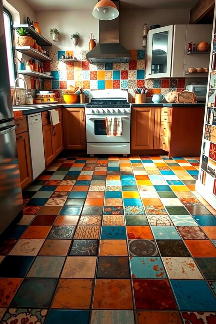 Colorful Mix and Match Flair - 21 Kitchen Floor Tile Ideas