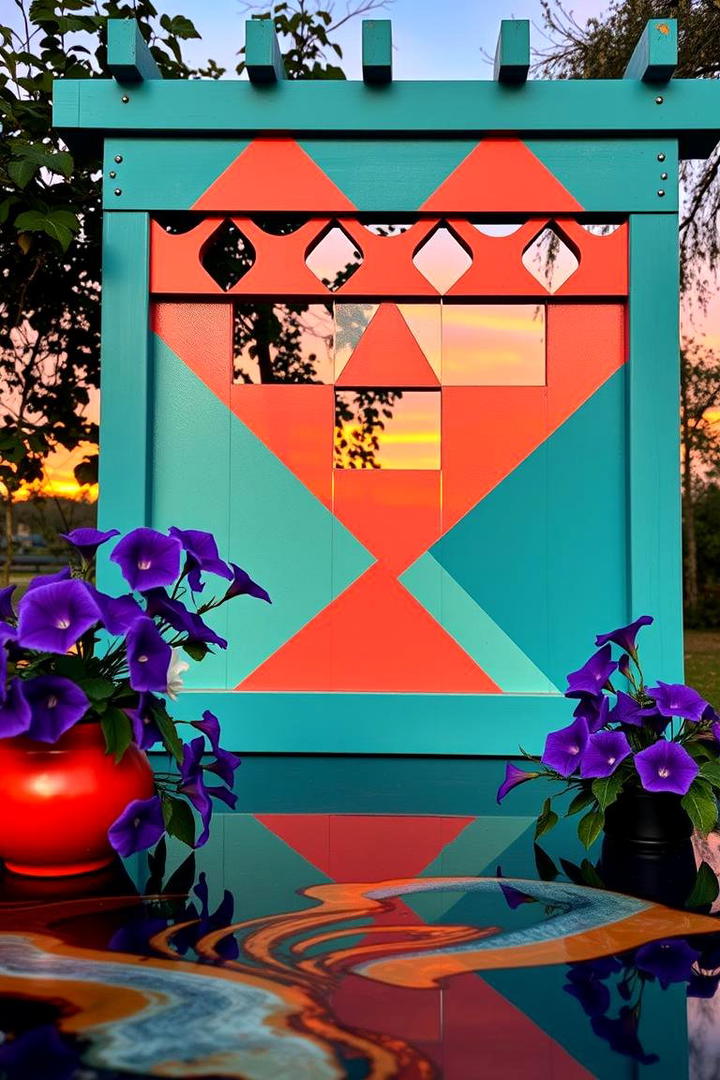 Colorful Painted Trellis - 21 Garden Trellis Ideas