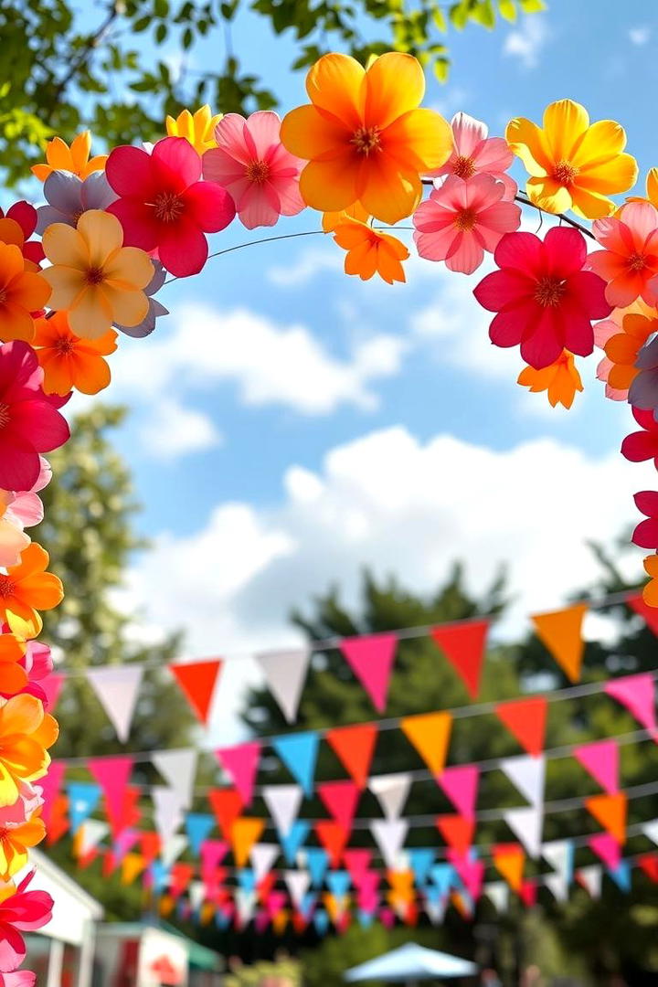 Colorful Paper Flower Arch - 21 Wedding Arch Ideas