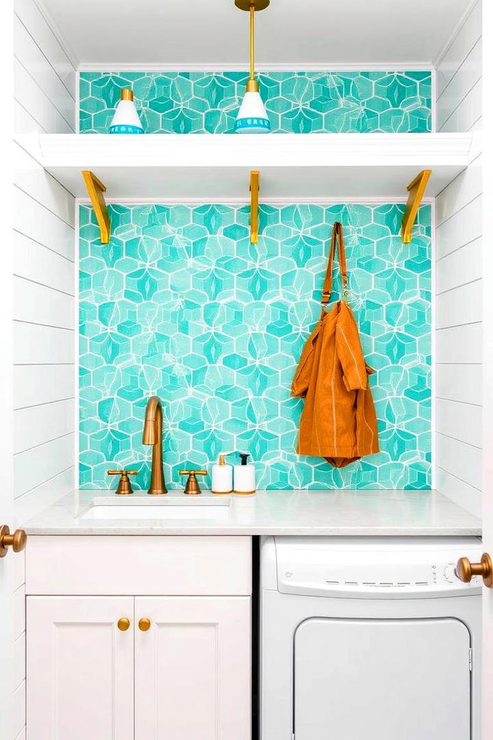 Colorful Tile Backsplashes - 30 Mudroom Laundry Room Ideas