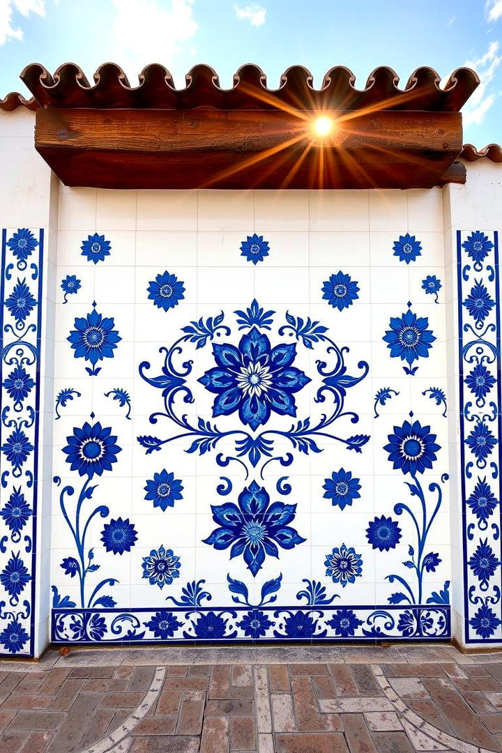 Colorful Tile Mural - 30 Garden Wall Ideas