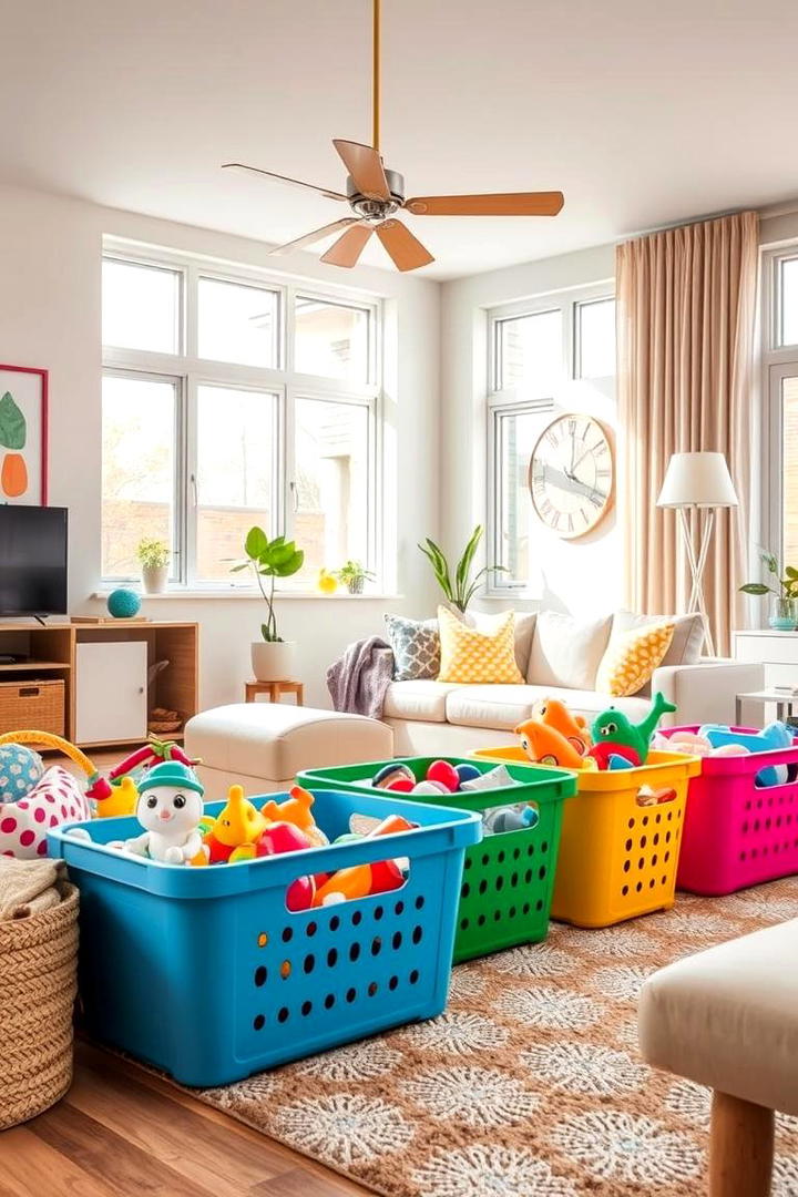 Colorful Toy Baskets - 21 Living Room Toy Storage Ideas