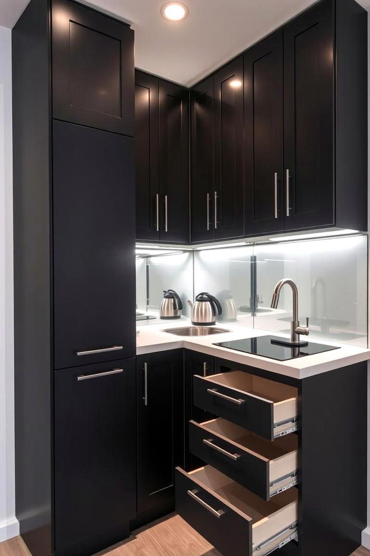 Compact Black Cabinets for Small Kitchens - 30 Black Kitchen Cabinet Ideas