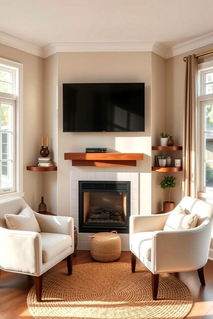 Compact Corner Setup - 21 Tv Over Fireplace Ideas