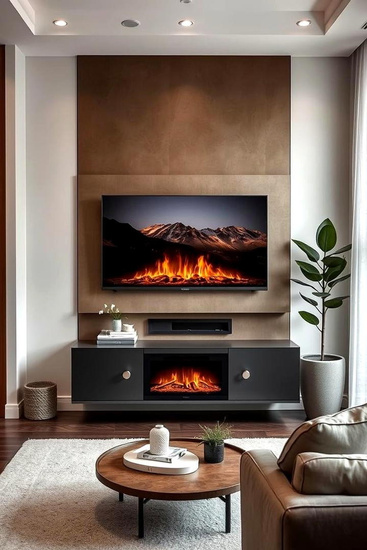 Compact Electric Fireplace with Built in TV Bracket - 30 Electric Fireplace Ideas With Tv Above